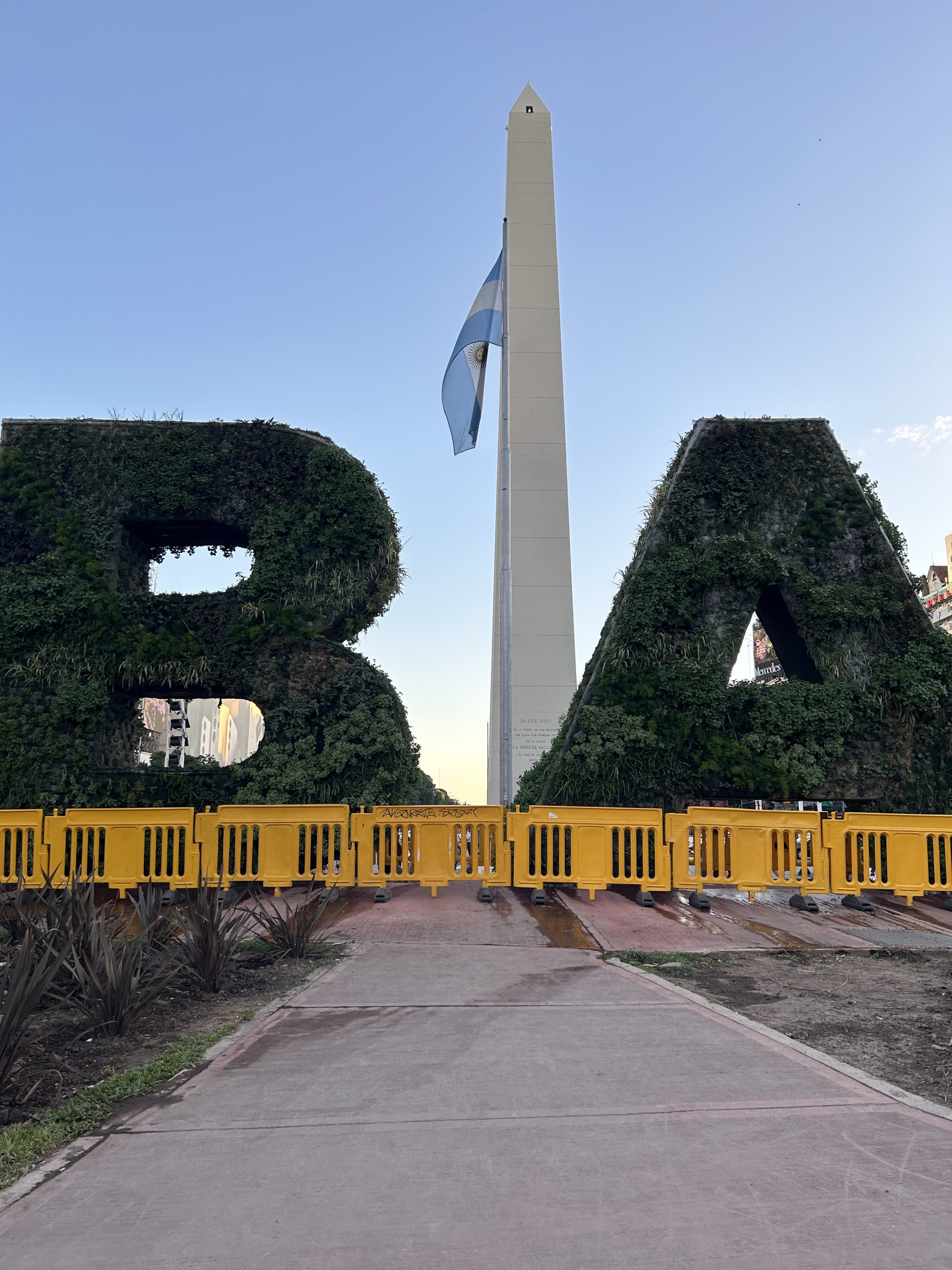 the Obelisk, national historic monument, behind the letters BA